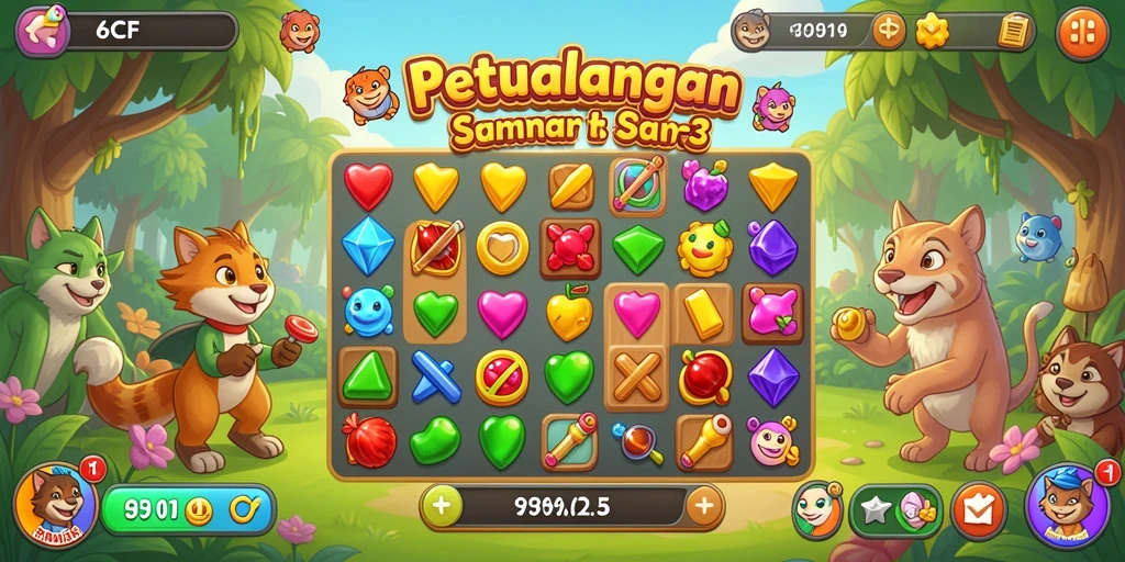 Screenshot 6CF menampilkan gameplay seru dalam game Match-3.