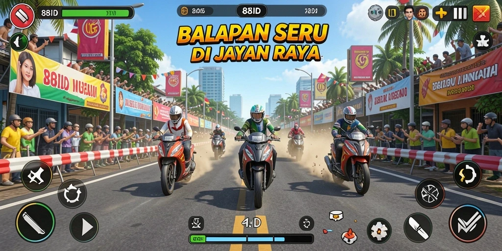 Tangkapan layar utama dari gameplay Racing 88ID yang mendebarkan.