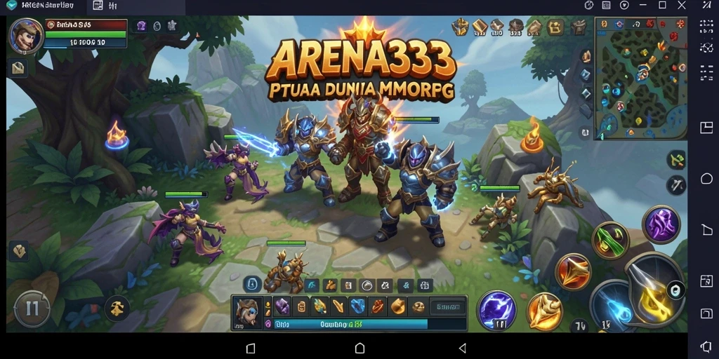 Tangkapan layar ARENA333 yang menunjukkan aksi gameplay yang mendebarkan dalam MMORPG.