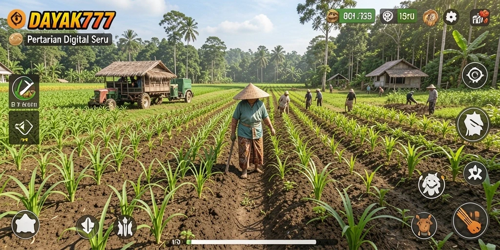 Screenshot DAYAK777 menunjukkan pengalaman bertani yang seru dan interaktif.