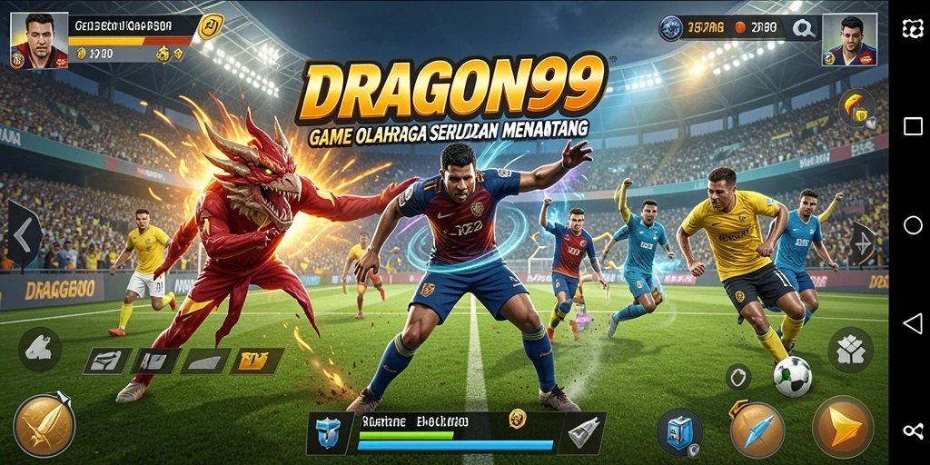 Layar utama <strong>DRAGON99</strong> menunjukkan aksi olahraga yang dinamis dan seru.