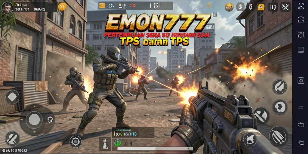 Tampilan gameplay seru dalam EMON777 saat bertempur di arena.