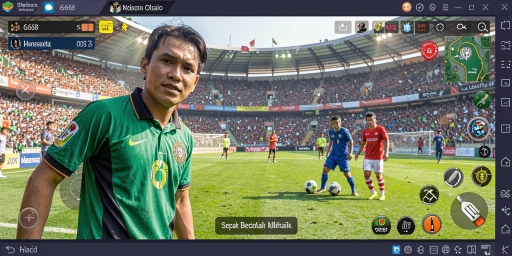 Tampilan gameplay G668 yang memukau saat pertandingan sepak bola.