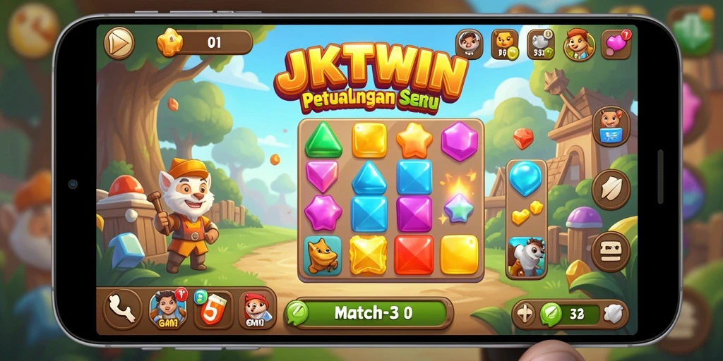Gameplay seru Match-3 di JKTWIN dengan grafis menarik.