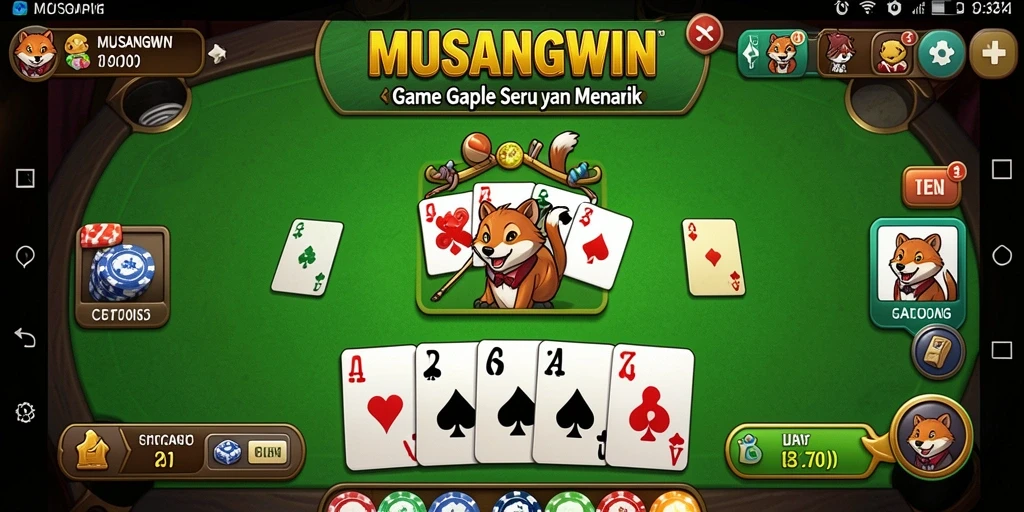 Tampilan gameplay Gaple yang seru dan interaktif di MUSANGWIN.