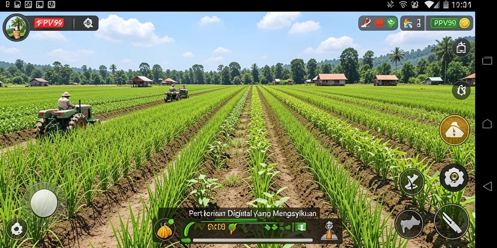 Screenshot permainan PPV99 yang menunjukkan aktivitas bertani yang menyenangkan.