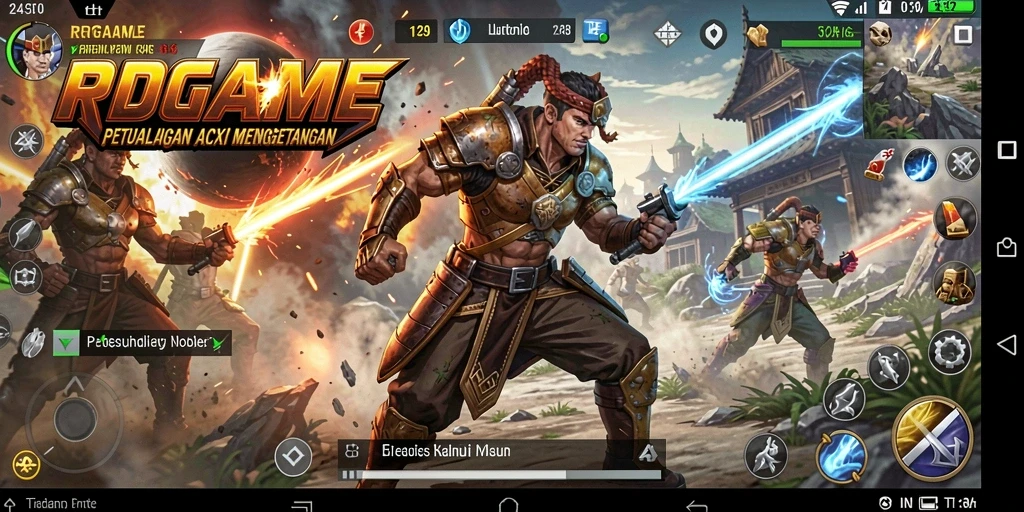 Screenshot RPGAME menampilkan pertarungan aksi yang mendebarkan.