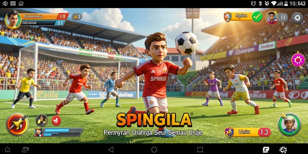 Screenshot SPINGILA menunjukkan momen seru dalam permainan olahraga.