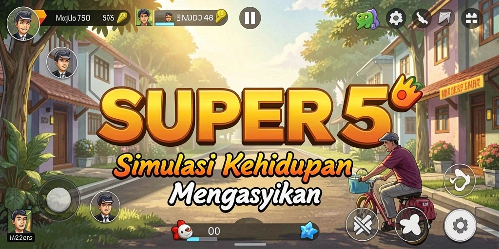 Screenshot utama SUPER5 menampilkan gameplay simulasi yang menarik.