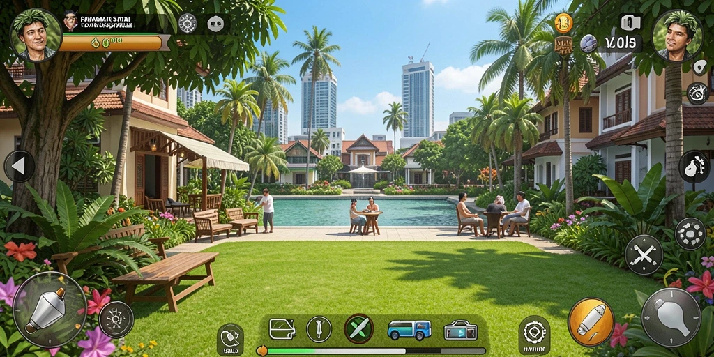 Screenshot menunjukkan gameplay V07 yang penuh warna dan menarik.