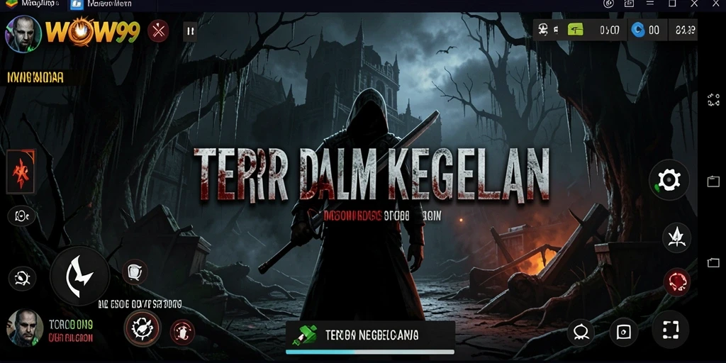 Screenshot gameplay WOW99 menampilkan suasana horor yang mencekam.