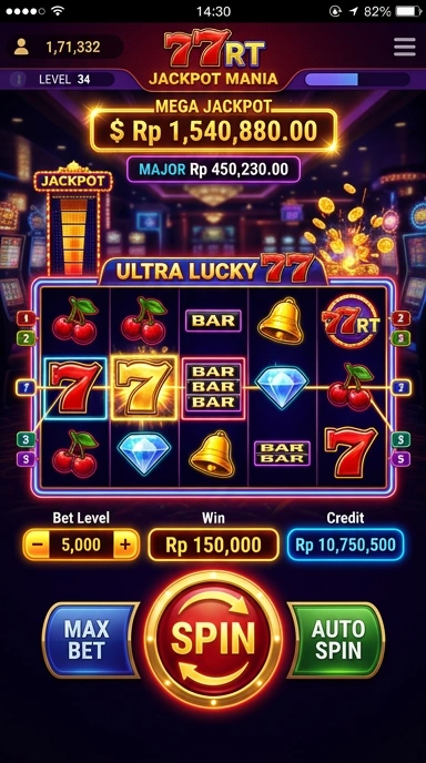 Tampilan utama aplikasi 777rt yang menarik.